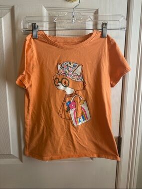 Cat & Jack Orange Fox Graphic Tee with Floral Hat